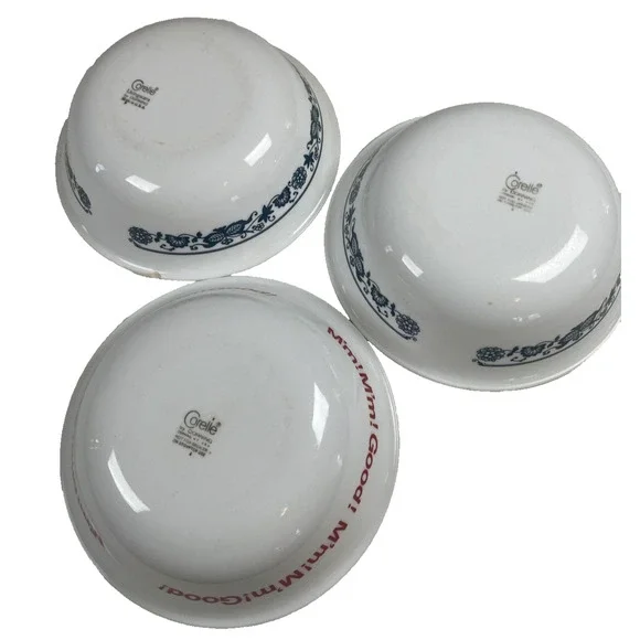 Corelle Corning 2 Vtg Old Town Blue Onion Soup Cereal Bowls + Campbell MmMm Good - Picture 2 of 13